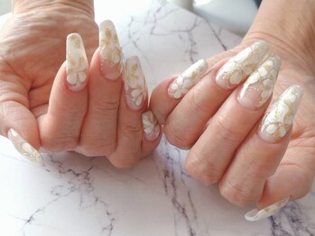 長さ出し+手書きフラワーアート