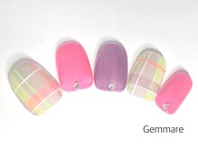 ジェンマーレ たまプラーザ店(Gemmare)/ネオンカラーチェック柄ネイル