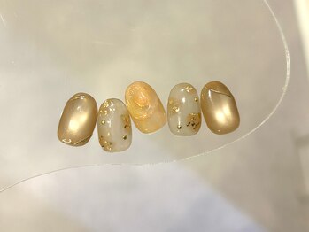 ラクネイル 浦和店(raku nail)/オレンジ×きらきらニュアンス