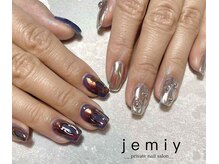 ジェミー(jemiy)/ニュアンスちぐはぐネイル