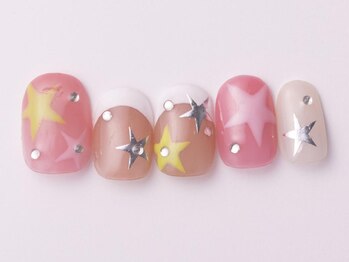 ジェミーネイル エビス(Jemiy nail ebisu)/星カラフルフレンチ12080yen