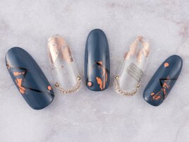 オレンジホイルネイル