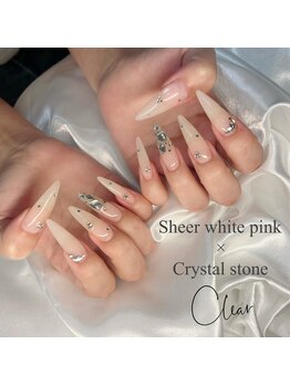 クリア なんば店(Clear)/大人ベージュきらきらネイル