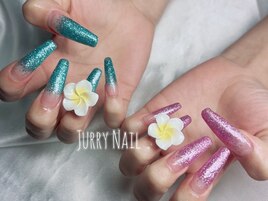 ロングネイル　プルメリア