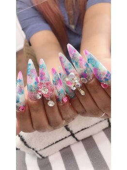 ネイルサロン ティプレシャス(T Precious)/たらし込みキラキラネイル♪