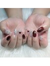 ボルドー☆キラキラネイル