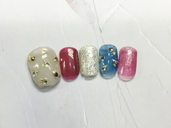 ネイルアンドまつげ リュフェール 五反田(Nail Lufaire)/キラキラビジューフット