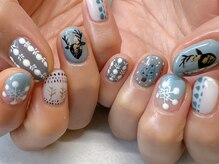 ショートネイルにぴったり◎ブルークリスマス