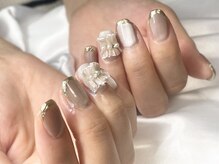 ウェディングネイル可愛いチュールレース