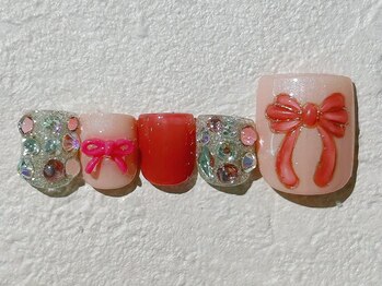 ぷっくりリボンネイル