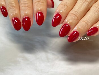 ネイルサロン イントゥ(into_)/赤　ワンカラー　ちゅるん