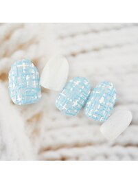 ぷっくりブルーツイードネイル