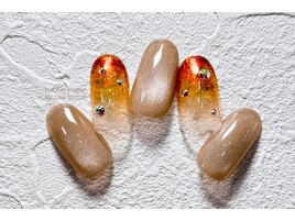 ブラウンキラキラネイル