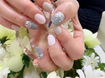 プルミエ ネイル(Premier Nail)/グレー&ホワイト★雪の結晶