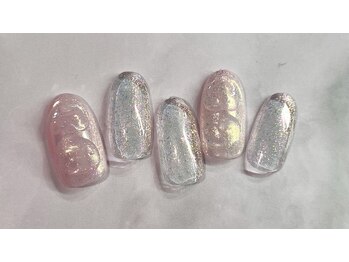 レイ(Lei)/ぷっくりホワイトオーロラネイル