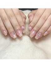 ホワイトネイル 難波店(WHITE NAIL)/ゴールドラメフレンチ/ピンク