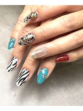 ラキネイル(LAKI Nail)/ヒョウ柄×ゼブラ柄