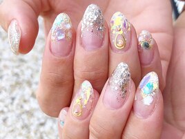 涼しげシェルラメネイルで☆