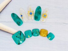 ティーエヌ 名古屋矢場町店/ハンドフットお揃い♪ターコイズ