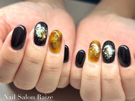 べっ甲/黒/シェルネイル