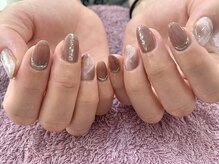 ゲンネイル(gen Nail)/ブラウン×ラメで大理石風☆