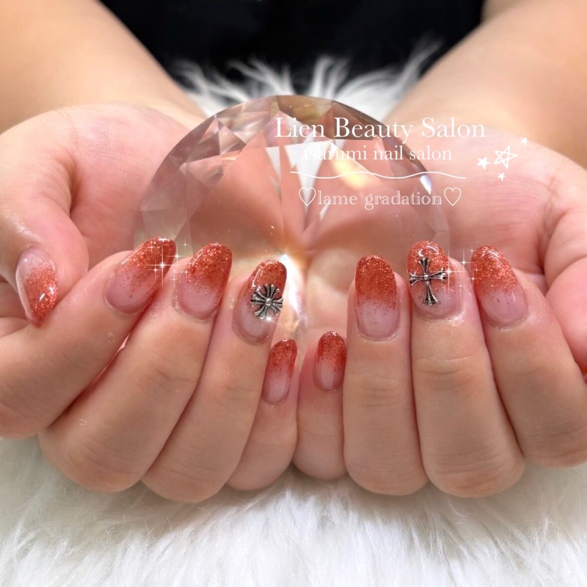 水色グラデーションネイルチップ クロム文字 黒ギャル猫 y2k y2k