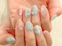 ナナネイル(Nana.Nail)/パールを添えた洗練チェック