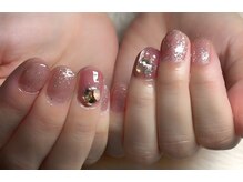 【ピンク】マグ×ラメ×ストーン