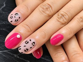 ピンク×レオパードネイル