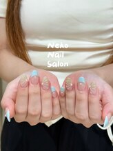 ネコ(Neko)/フレンチ　水色　水滴