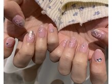 ナンバーネイル 名駅(N° nail)/リボン × ミラーグラデーション