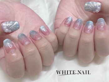 ホワイトネイル(WHITE NAIL)/マーメイドネイル/夏ネイル