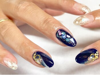 サロンドフォーエイチ(salon de 4H)/ネイビーとシェルでかっこよく☆