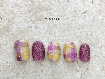 ザ マリー 三条店(THE MARIE)/5)8000円 チェックネイル1218b