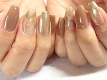 サロンドフォーエイチ(salon de 4H)/ブラウンベースの大理石ネイル