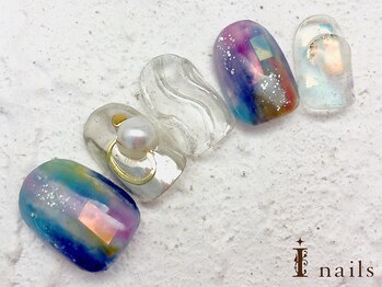 アイネイルズ 横浜WEST店(I-nails)/カラフル水滴ニュアンス　9480円