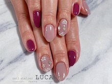 ネイルアトリエルカ(nail atelier LUCA)/W-604 パールフラワーネイル