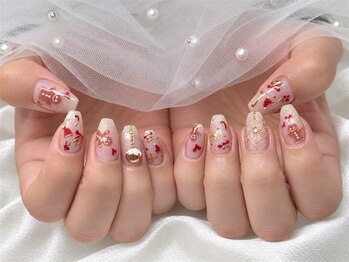 レッドフラワーネイル