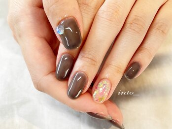 ネイルサロン イントゥ(into_)/クリアブラック　ホログラム &nbsp;