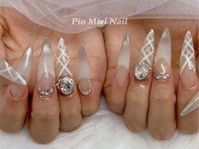 ピオミエルネイル 新宿(pio miel nail)/ホワイトグラ×チェックライン