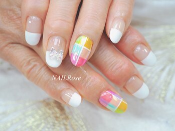 ネイルローズ(NAIL Rose)/チェックフレンチ