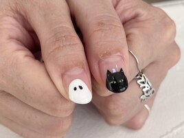 ハロウィンお化けアートネイル