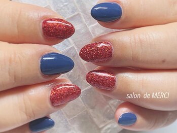サロン ド メルシー(Salon de MERCI)/ラメ+ワンカラー☆