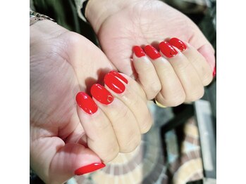 ネイルサロン リスタ(Rista)/ワンカラー　赤　シンプル