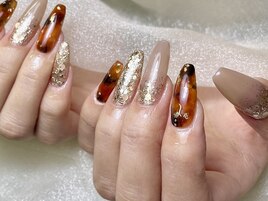 【パラジェル べっこうネイル】