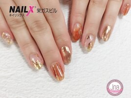 ブロンズ×ニュアンスネイル