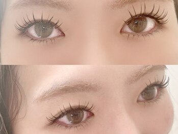 ピサラ(Pisara)の写真/宮崎希少！シマーラッシュ導入店♪エクステ装着後パーマをかけて下がりまつ毛解消！バッチリなお目元に！