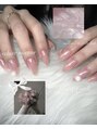 ジェリーフィッシュ(jelly fish) 優しいピンクにホワイトミラーのガーリーネイル♪