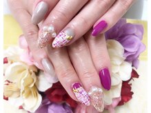 ダブルネイル(Double Nail)/[石田] 秋のツイードネイル