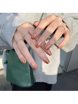 夕日みたいなミラーのグラデ☆